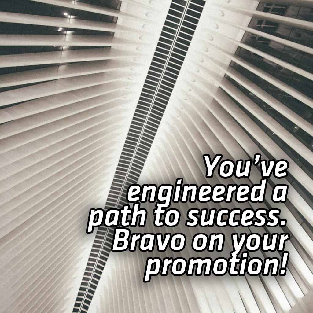 You’ve engineered a path to success. Bravo on your promotion!