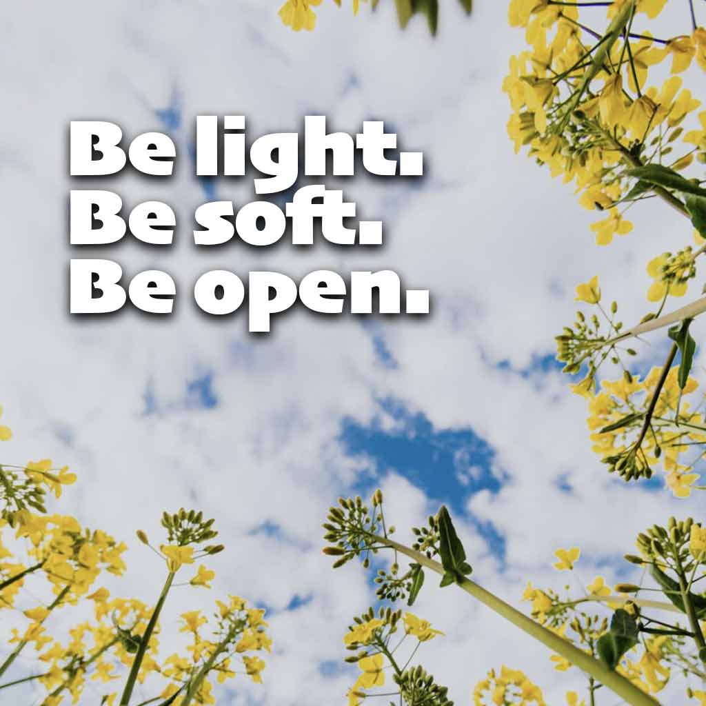 Be light. Be soft. Be open.