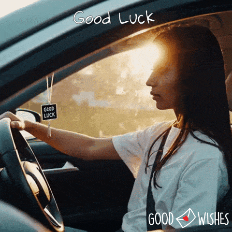 Goof-luck-driving good luck in driving test - animated good luck gif