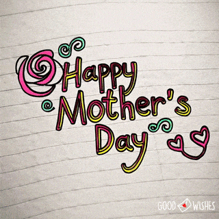 Hand drawn doodles of roses hearts flowers swirling around happy mother’s day text gif
