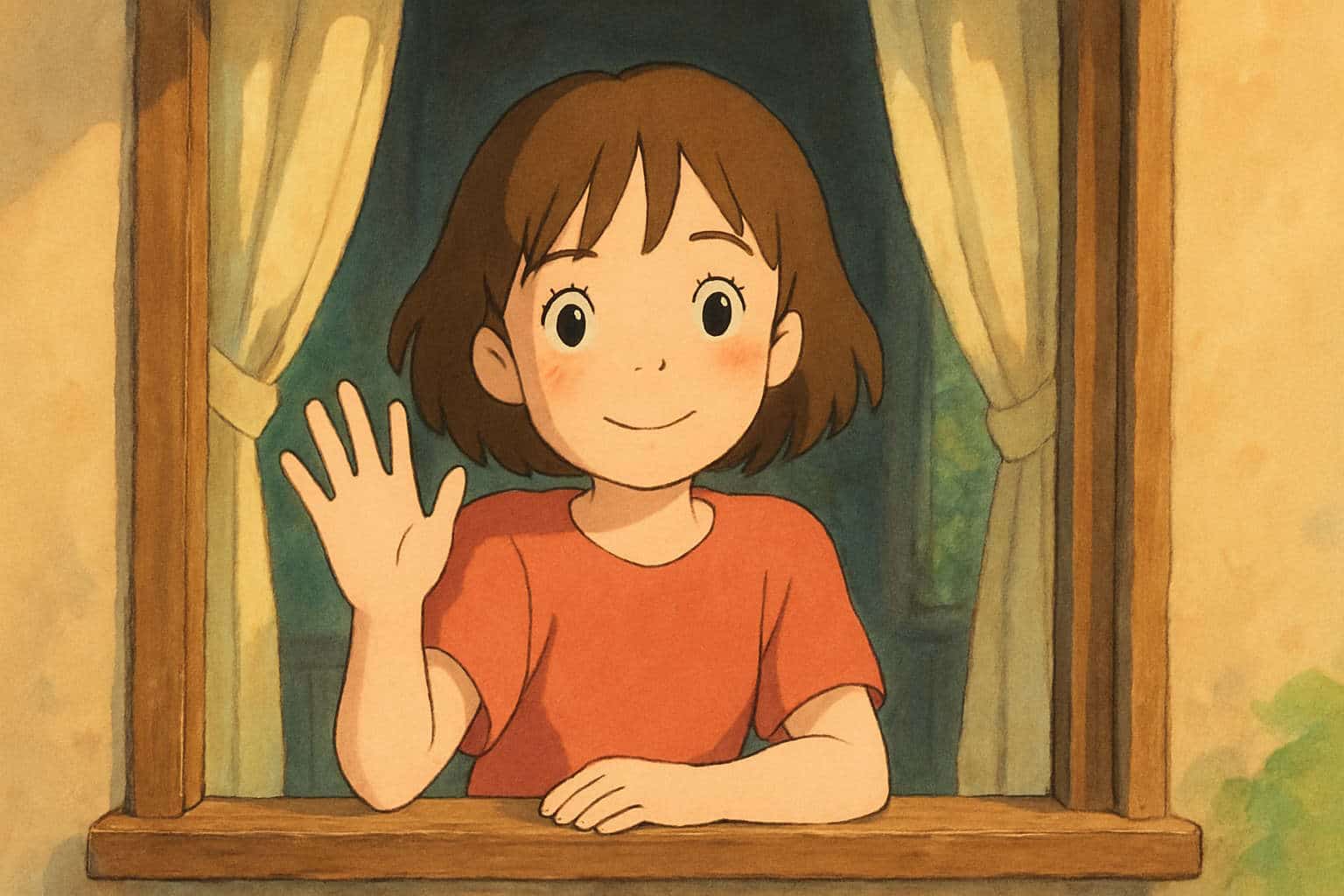 hello - girl waving hand