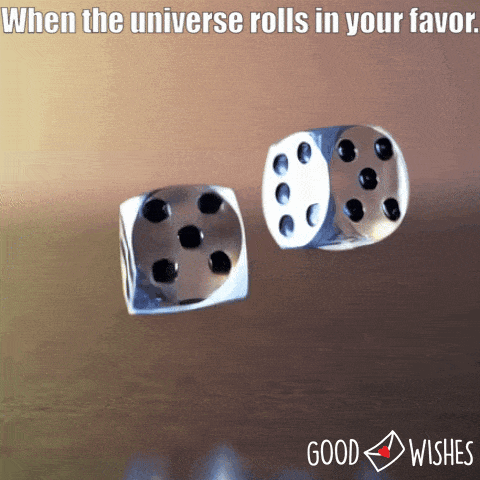 universe-rolls-your-favor cubes falling on double 5