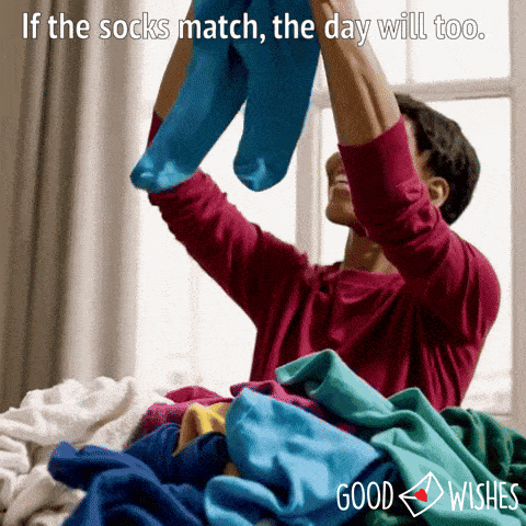 matching socks found - good day - animated gif
