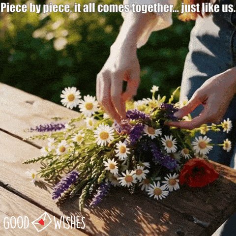 flower arrangement being done - - animated love gif