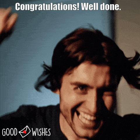 congratulations - well done - man jumping dancing - animated gif