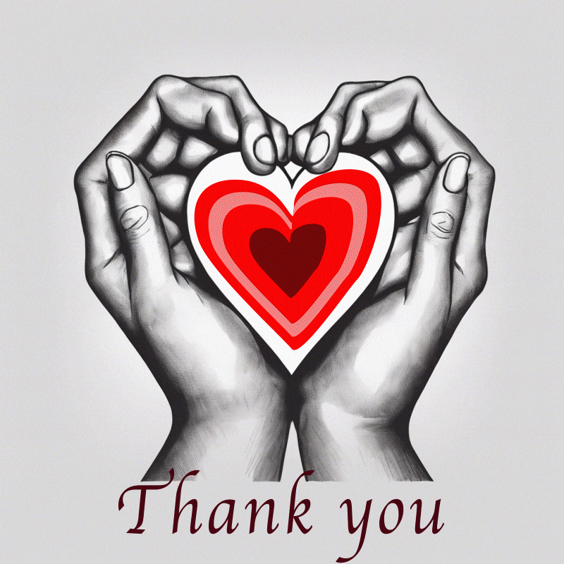 thank you - animated gif - hand gesture making heart