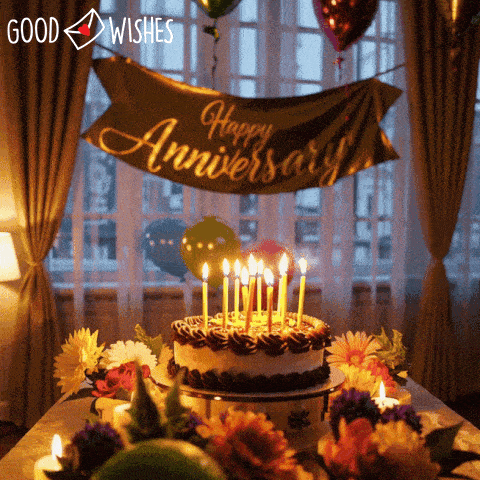 anniversary cake and candles - animated love gif