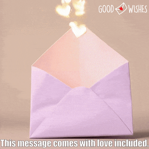 This message comes with love - envelope with hearts - animated gif