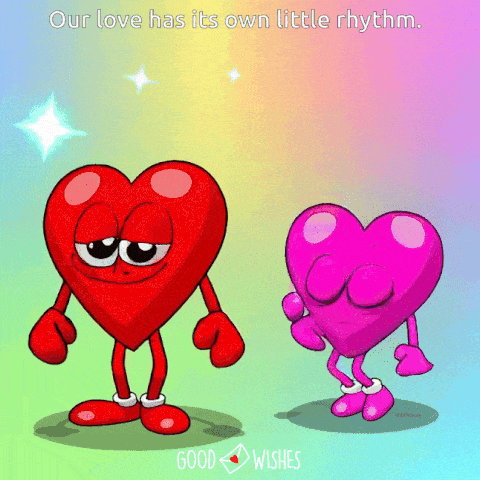our hearts are synched - two dancing hearts - animated gifs