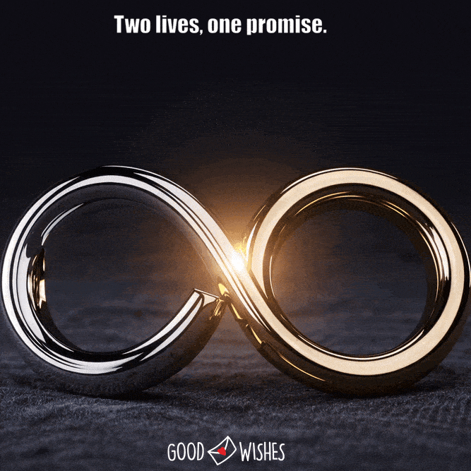 infinity rings - two rings joined - glowing - animated love gif